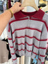 Knitted Collar Down Stripes Sweaters